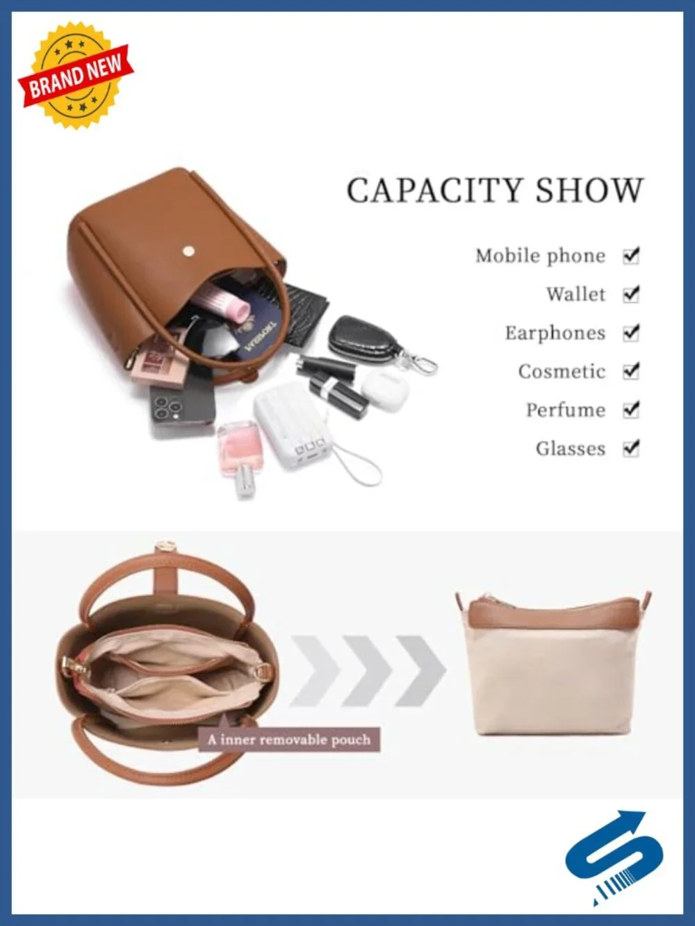 Genuine Leather Bucket Bag Women Crossbody Shoulder Tote
